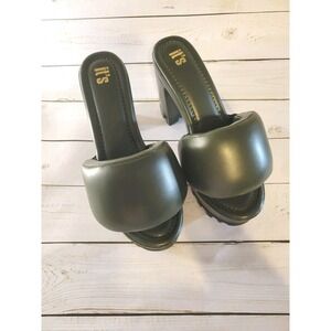 Chunky Block Heel By It's Slip-On Sandals Green Size 8